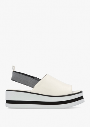 Sasly White Leather Flatform Sandals