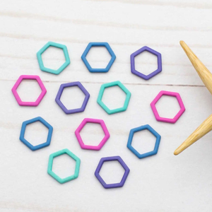 Set de 12 marqueurs de mailles fermés - Hexagone coloré
