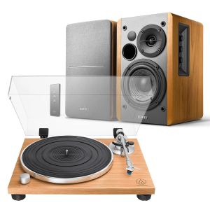 Audio Technica AT-LPW30TK Turntable + Edifier R1280T Active Speakers - Maple
