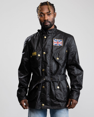 Barbour International Union Jack International Mens Wax Jacket - Black