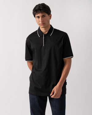 Armani Exchange Mens A|X Monogram Contrast Tipped Polo Shirt - Black UC001