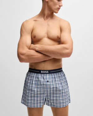 BOSS Orange Boxer 2-Pack Mens Cotton Pyjama Shorts with Logo Waistbands