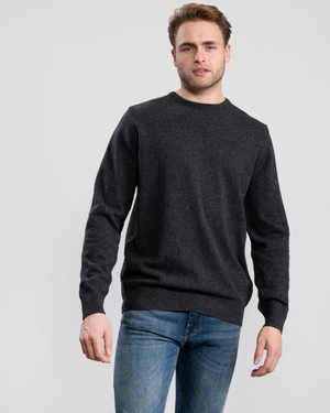 Barbour Essential Crew Neck Mens Jumper - Charcoal