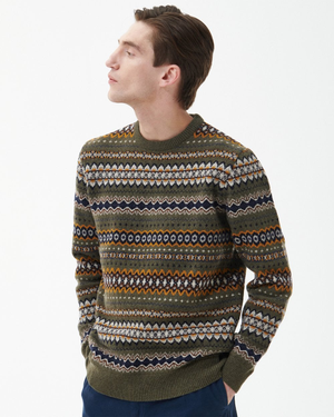 Barbour Case Fairisle Mens Jumper - Willow Green