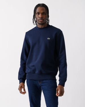 Lacoste Mens Crew Neck Fleece Sweatshirt - Navy Blue 166