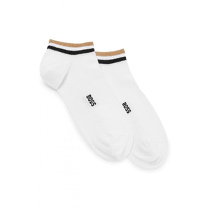 BOSS Orange 2 Pack Uni Stripe Mens Trainer Socks - White 100