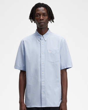 Fred Perry Mens Short Sleeve Oxford Shirt - Light Smoke 146