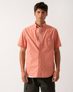 GANT Mens Regular Fit Short Sleeve Poplin Shirt - 845 Deep Orange