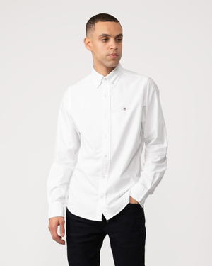 GANT Mens Slim Fit Long Sleeve Oxford Shirt - 110 White