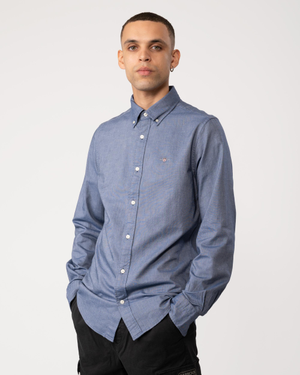 GANT Mens Slim Fit Long Sleeve Oxford Shirt - 423 Persian Blue