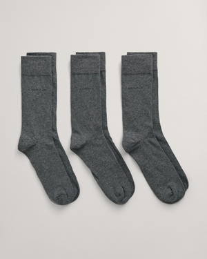 GANT Mens Soft Cotton Socks 3-Pack - 90 Charcoal Melange
