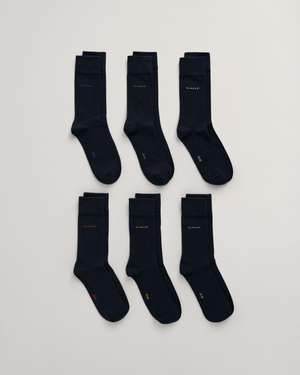 Gant Mens Soft Cotton Socks 6-Pack - 410 Marine