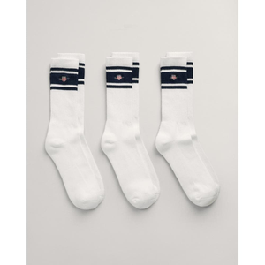 GANT Mens Shield Logo Sport Socks 3-Pack - 110 White