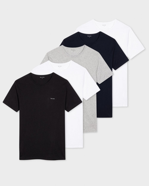 Paul Smith 5 Pack Mens Script Logo T-Shirts - 1A Multi