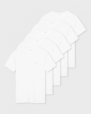 Paul Smith 5 Pack Mens Script Logo T-Shirts - 01 White