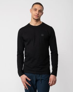 BOSS Orange Tacks Mens Long Sleeve T-Shirt with logo Patch - Black 001