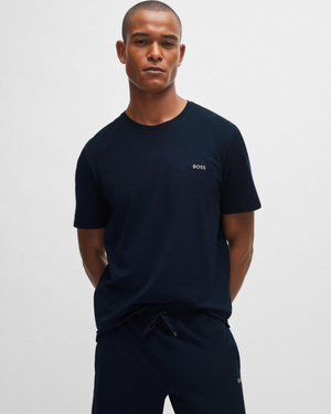 BOSS Orange Mix & Match Mens Stretch-Cotton Regular Fit T-Shirt with Logo Detail NOS - Dark Blue 403