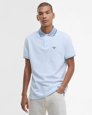 Barbour Denwick Mens Tailored Polo Shirt - Bleached Blue