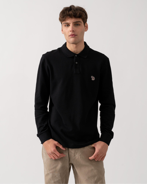 PS Paul Smith Mens Regular Fit Long Sleeve Classic Zebra Polo - 79 Black