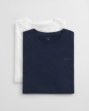 GANT 2-Pack Mens Crew Neck T-Shirts - 109 Navy/White
