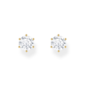 Gold Plated 6mm White Zirconia Brilliant Cut Stud Earrings