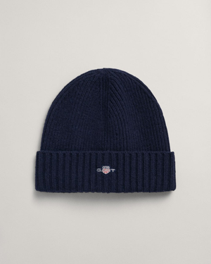 GANT Unisex Shield Wool Beanie - 410 Marine