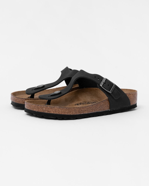 Birkenstock Gizeh Nubuck Oiled Leather Womens Sandals - Black