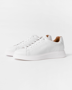 BOSS Orange Bulton Runn Mens Polished Leather Trainers With Rubber Outsole NOS - White 100