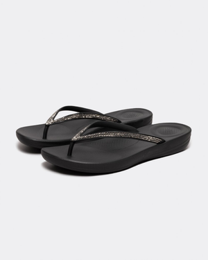 FitFlop IQushion Sparkle Womens Flip-Flop - Black 001