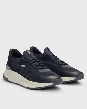 BOSS Orange TTNM EVO Mens Trainers with Knitted Uppers - Dark Blue 401
