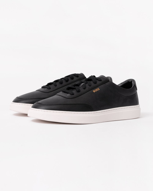 BOSS Orange Kieran Tenn Mens Leather Trainers 50536504 - Black 001