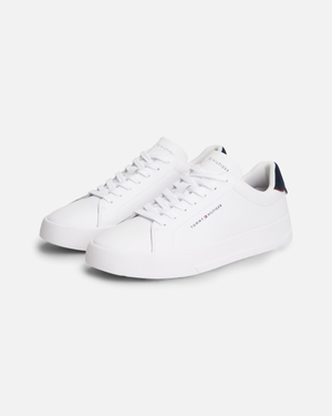 Tommy Hilfiger Court Leather Detailed Mens Trainer - White/Desert Sky