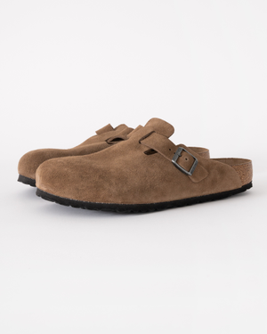Birkenstock Boston Soft Footbed Unisex Suede Clogs - Dark Tea/Tonal Footbed