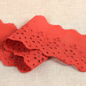 Broderie Anglaise fleurs festonnée Lily - Rouge
