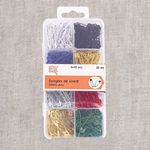 Boite de 320 épingles de sûrété 32 mm coloris assortis