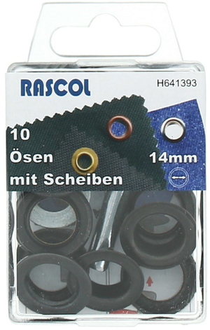 Boite 10 oeillets 14 mm avec outil de pose Rascol - Noir