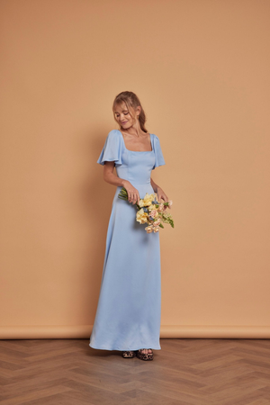Clemmie Satin Bridesmaid Dress - Cornflower Blue