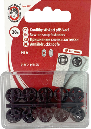 Boutons pression plastiques noirs 10 mm