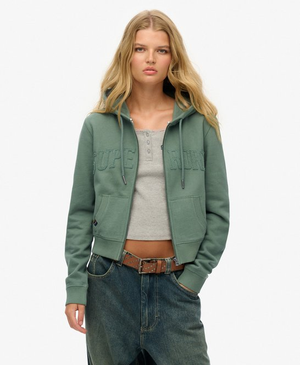 Felpa corta con zip e cappuccio tono su tono Athletic Essentials