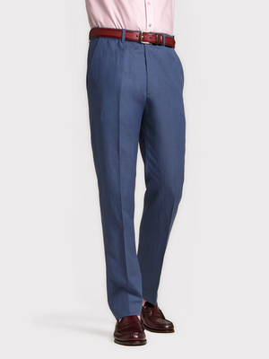 Navy Blue Linen & Wool Pants