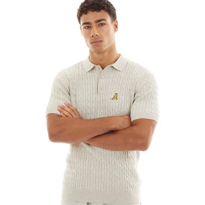 Brave Soul Mens Mysterio Polo Shirt Ecru Marl