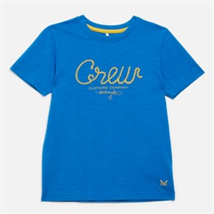 Crew Clothing Boys Crew Rope Logo T-Shirt Snorkel Blue
