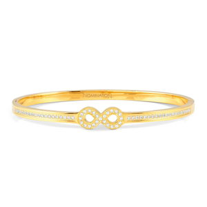 Pretty Stainless Steel Gold Plated CZ Infinity Bangle