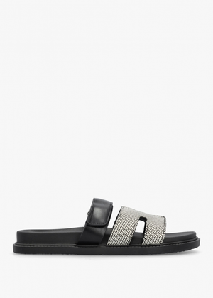 Yemmy Black & White H Bar Flat Mules
