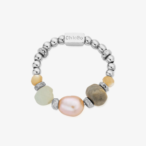 ChloBo Treasures Of Bali Calming Waters Sterling Silver Multi Stone Beaded Ring SR2AP