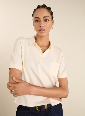 Cassidy Organic Cotton Polo Tee - UK 10 | EU 36 | US 06 / Cream