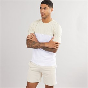 JACK & JONES Mens Trip T-Shirt And Shorts Set Moonbeam