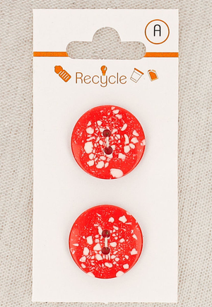 Carte de 2 boutons rouges 20 mm 2 trous - Terrazzo