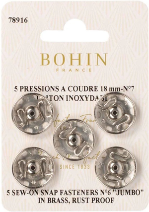 Pressions à coudre 18 mm Bohin - Argent