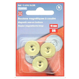 Set de 3 boutons magnétiques à coudre - Or